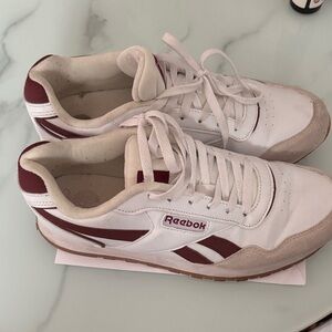 Reebok White and Burgundy Athletic Shoes